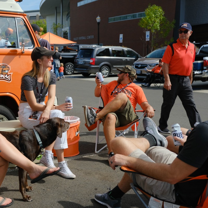Oregon State University, Corvallis, Oregon - A group of fans tailgating at Reser Stadium before a Beavers game