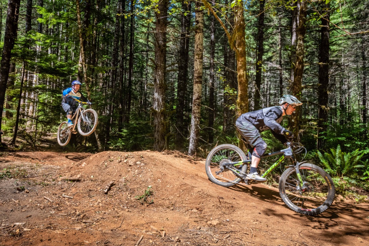 Alsea Falls Recreation Site, Alsea, Oregon, by Reed Lane Photography - Team Dirt mountain bikers ride the trails at Alsea Falls