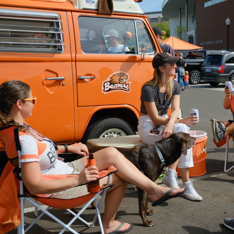 Oregon State University, Corvallis, Oregon - A group of fans tailgating at Reser Stadium before a Beavers game