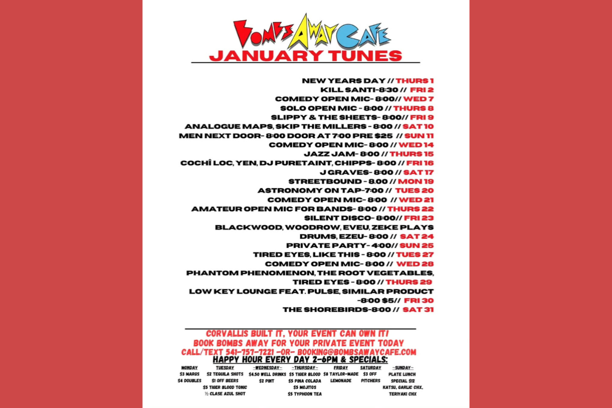 Bombs Away Cafe hosts live music, comedy and other events.