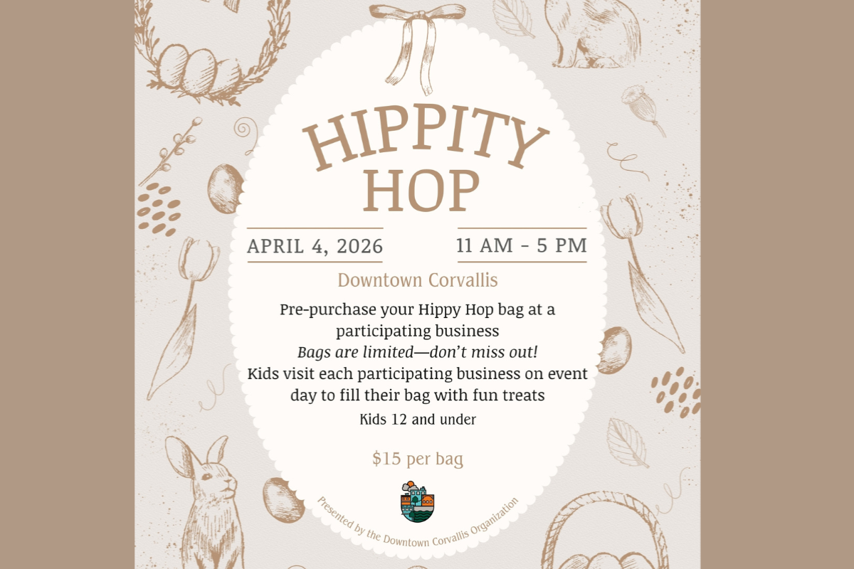Hippity Hop Event Poster, Downtown Corvallis Organization