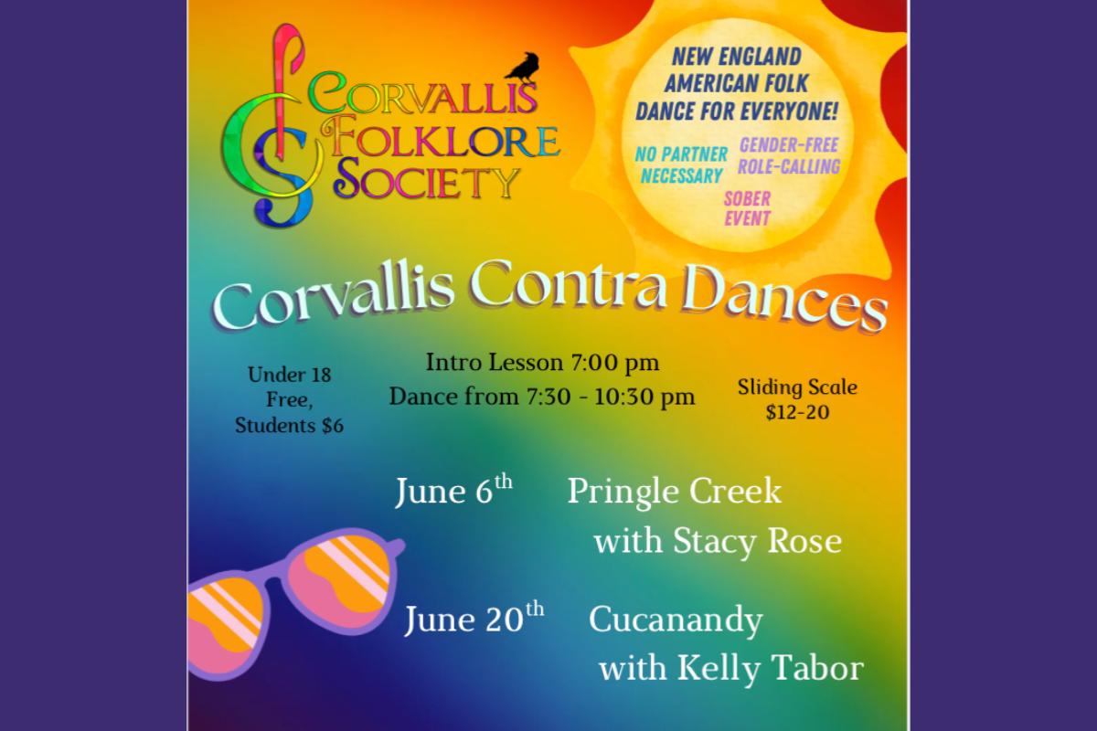 June Contra Dancing Poster, from Corvallis Folklore Society