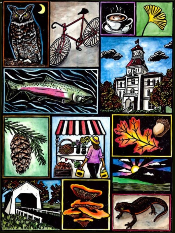 Corvallis Fall Festival Poster by Emma Svatos, poster courtesy Corvallis Fall Festival